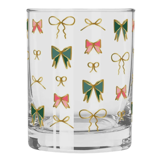 Holiday Bow On The Rocks Glass