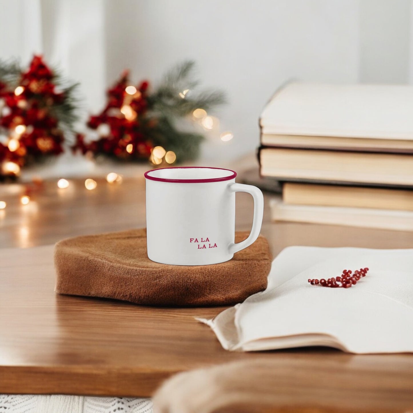 “Fa La La” Red Border Mug